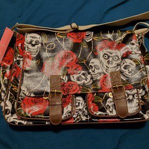Anladia Skull Rose Oil Cloth Bag